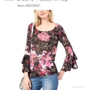 Inc petite peasant blouse floral pattern size XSP gorpcore